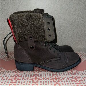 Women's Brown Lace-Up Combat Boots